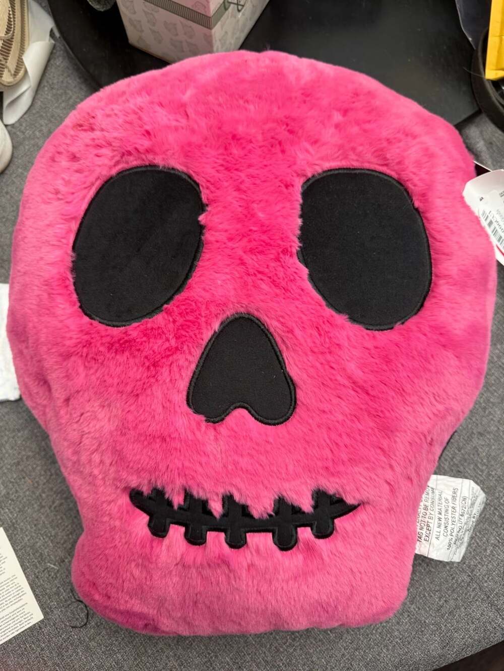 Cynthia Rowley Faux Fur Decorative Pillow Skull 15In X 18In Pink